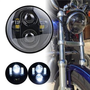 40W 5.75inch LED fényszóró motorkerékpárhoz H4 Plug Chrome fekete fényszóró automatikus fényrendszer