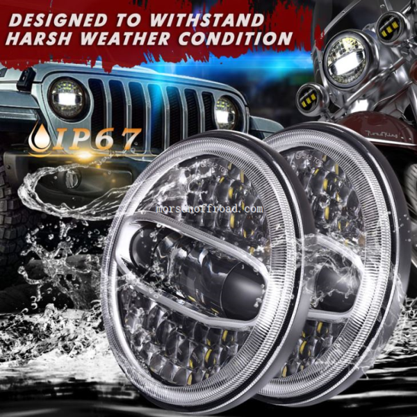 7 “Led fényszóró átalakító haloval Harley és Jeep Wrangler JK számára