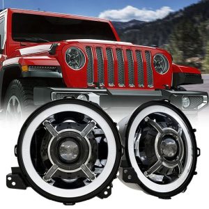 9 hüvelykes kerek Halo led fényszóró konverziós készlet Jeep Wrangler JL