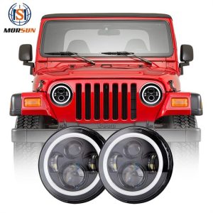 DOT 7 Led fényszóró Halo Jeep Wrangler TJ tartozékok autó LED projektor fényszóró lencse Jeep TJ 1997-2006 JK CJ7 LJ