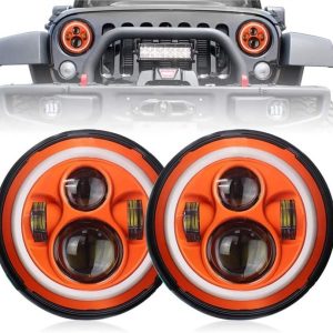 DOT Emark 7 inch kerek narancssárga Halo fények Jeep Wrangler JK TJ LJ és Harley Davidson motorkerékpárok