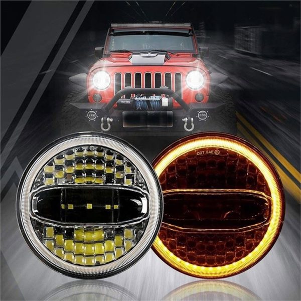 Morsun LED fényszóró Jeep Harley 7inch kerek fényszórók Hi-lo Beam Angyal szemmel 12v 108W