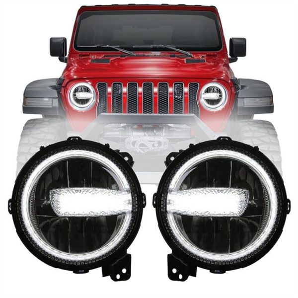 Morsun 9INCH LED fényszóró fehér DRL Jeep Wranglerhez JL Rubicon 2018 2019