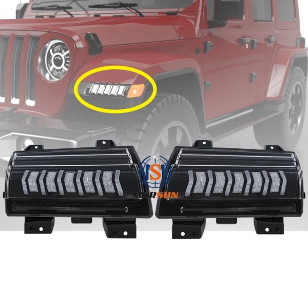 Morsun Front Fender Led Nappali menetjelző lámpa szekvenciális irányjelzőkkel 2018 For-re Jeep Wrangler JL Sahara Rubicon