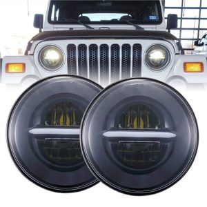 Morsun kerek LED fényszórók Halo Angel Eyes DRL fényszóróval Jeep Wrangler JK-hoz