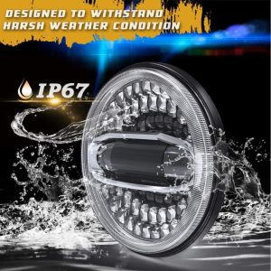 Új érkezés legfényesebb 7 hüvelykes LED fényszóró Jeep Jk Jl 108W 6500LM motorkerékpár LED fényszóró Harleys-Davidson számára