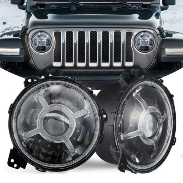 kerek Halo DRL fényszórók a Jeep Wrangler JL 2018 2019-hez