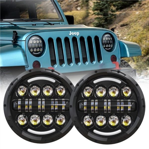 7 hüvelykes zárt fényszórók 07-17 Jeep Wrangler Hi-Lo Beam H4 12V 24V fényszóróval Halo-val